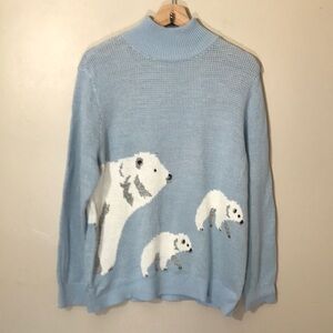 NEW Christopher & Banks Polar Bear Mock Neck Sweater
